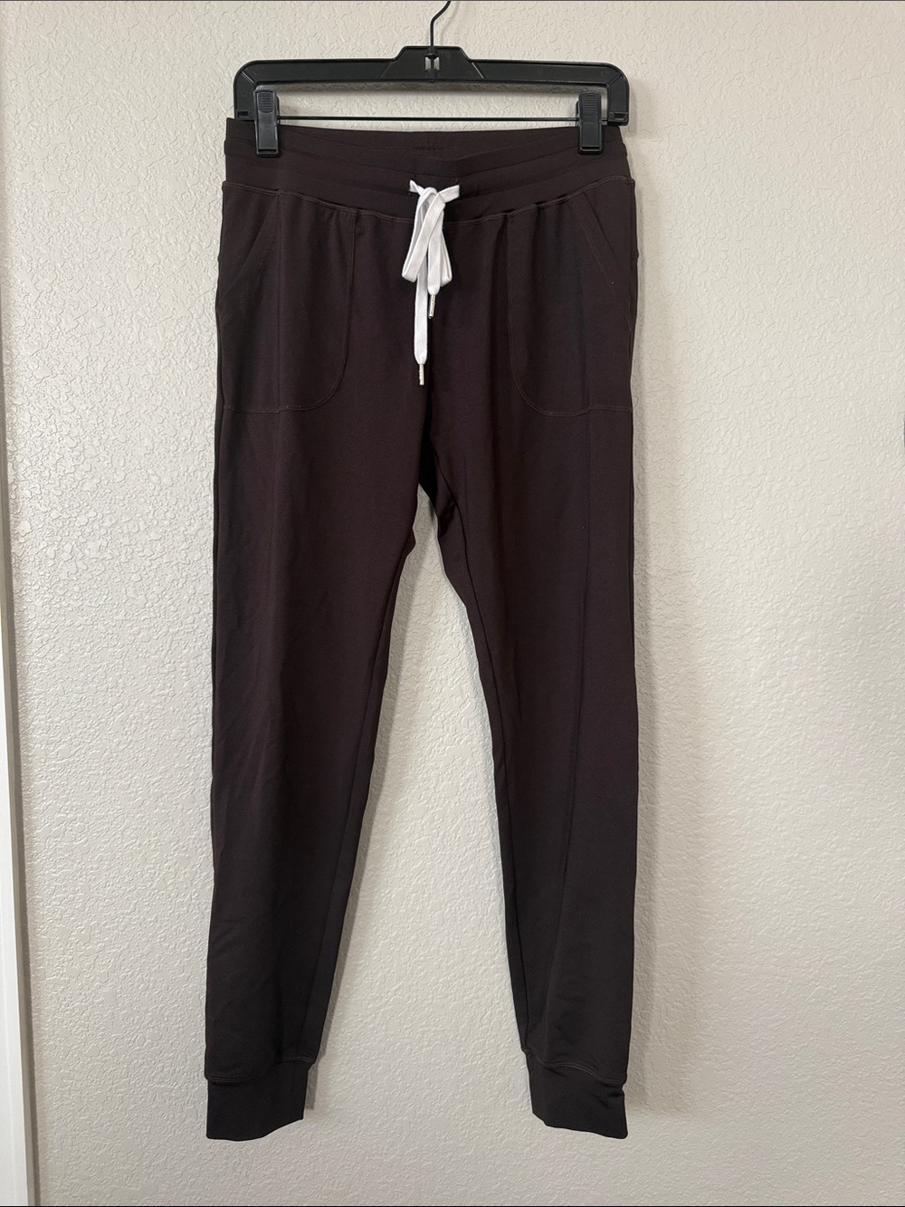 Women's Brown Drawstring Joggers with White Tie